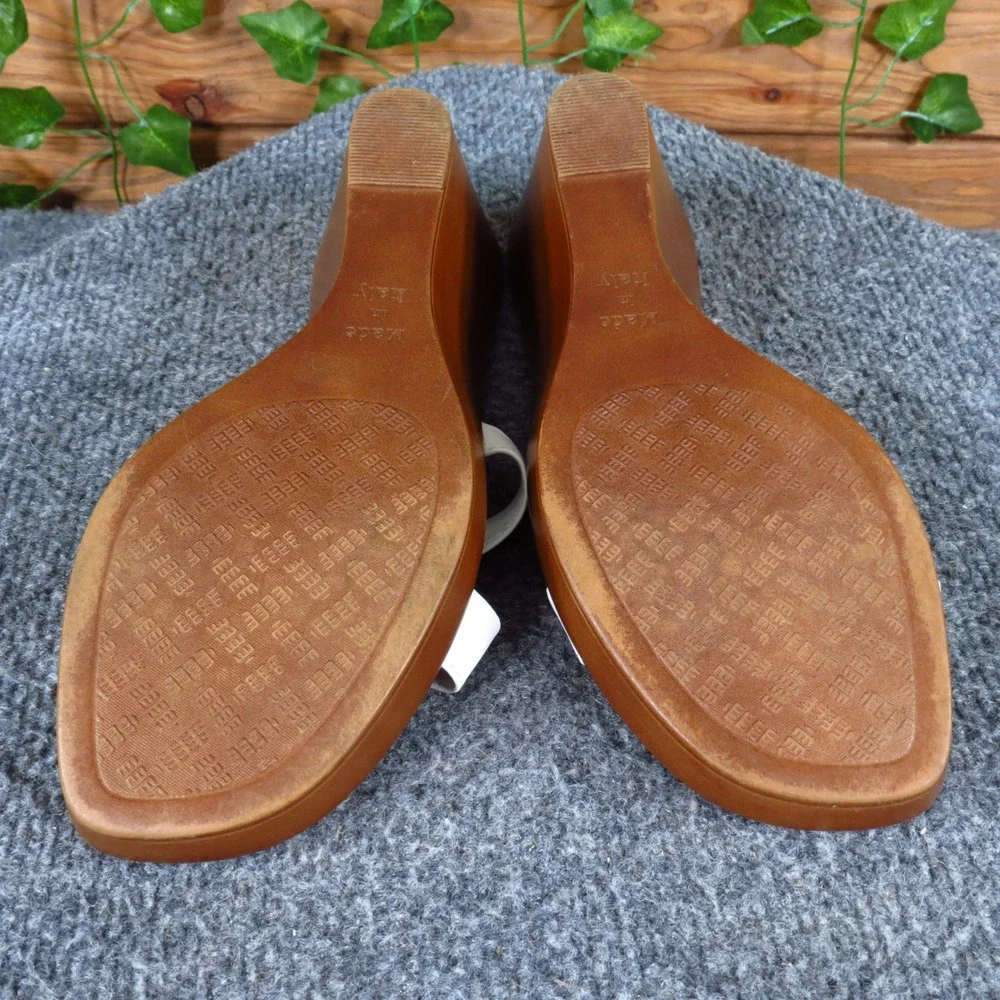 Italian Shoemakers Womens Floral‎ Wedge Sandals Size 8 Summer Slide White Brown